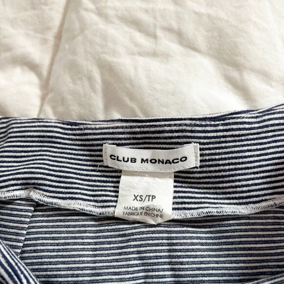 Club Monaco Debren Knit Skirt XS Navy White Stripe Asymmetrical Ruffle Hem - Picture 4 of 6